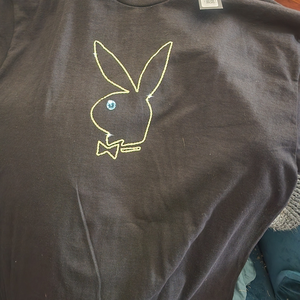 PLAYBOY Black Tee with  Gold Embroidery Logo